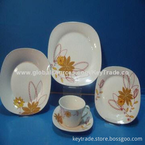 Fine Porcelain 20pcs Dinner Set in Square Shape, with Decal